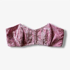 Urban Outfitters Pink Sequin Strapless Crop Top